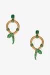 Roberto Cavalli Snake Clip-on Earrings With Green Enamel