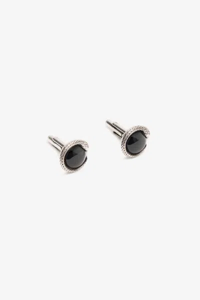 Roberto Cavalli Snake Cufflinks In Silver