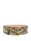 Roberto Cavalli Snake-effect Belt In Green