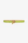 Roberto Cavalli Snake-effect Belt With Bejeweled Tiger In Light Green