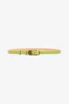 Roberto Cavalli Snake-effect Belt With Mirror Snake Monogram In Light Green