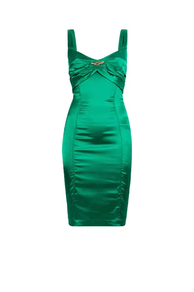 Roberto Cavalli Snake-embellished Bodycon Dress In Green