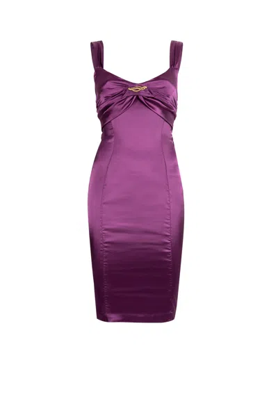 Roberto Cavalli Snake-embellished Bodycon Dress In Purple