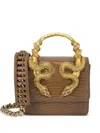 Roberto Cavalli Snake-embellished Leather Shoulder Bag In Brown
