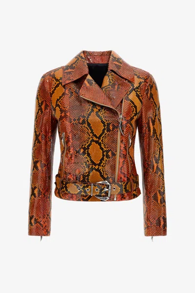 Roberto Cavalli Snake Leather Jacket In Multi