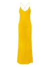 Roberto Cavalli Long Dress With Mirror Snake Monogram In Yellow