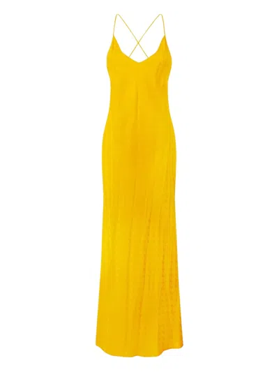 Roberto Cavalli Snake Monogram Dress In Yellow