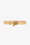 Roberto Cavalli Belt With Snake Print And Jewel Tiger Detail In Gold