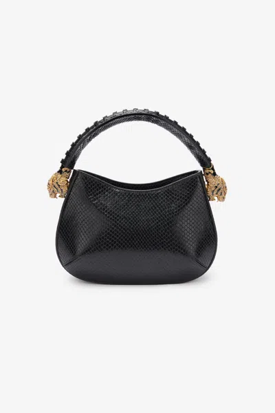 Roberto Cavalli Snake-print Hobo Roar Bag In Black