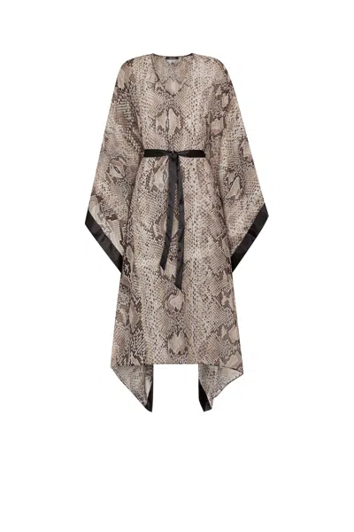 Roberto Cavalli Snake-print Kaftan Dress In Gray