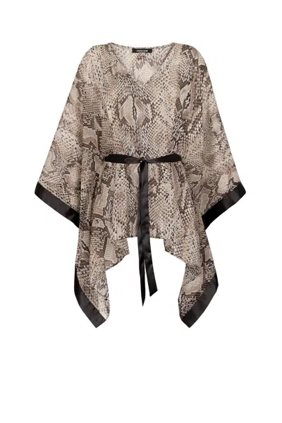 Roberto Cavalli Snake-print Kaftan Dress In Neutral