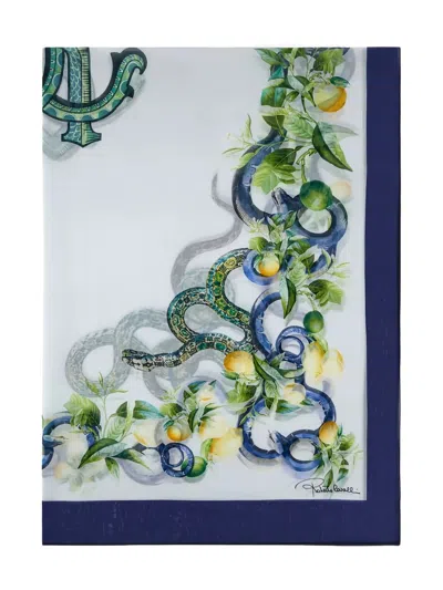Roberto Cavalli Snake-print Scarf In Multi