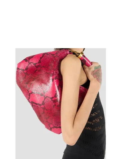 Roberto Cavalli Snake-print Shoulder Bag In Pink
