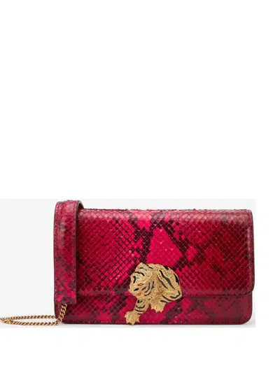 Roberto Cavalli Snake-print Shoulder Bag In Pink