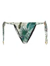 Roberto Cavalli Snake-print Tie-side Bikini Bottom In Blue