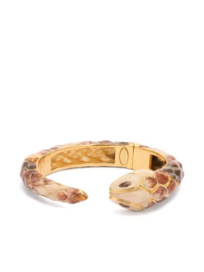 Roberto Cavalli Snake Rigid Bracelet In Multi Marrone/oro