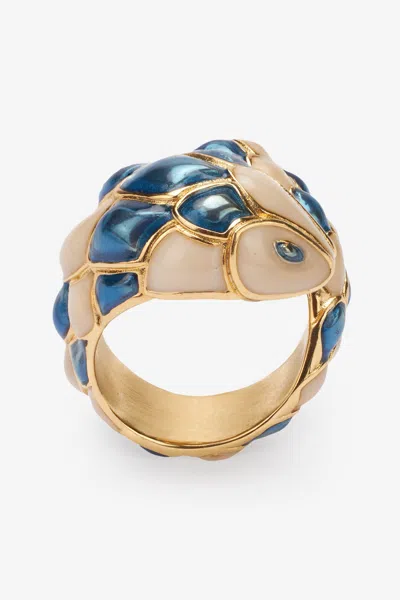 Roberto Cavalli Snake Ring In Dark Blue