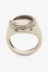 Roberto Cavalli Snake Ring With Logo In Silver