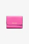 Roberto Cavalli Snake Scale-effect Metallic Wallet In Fuchsia