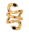 Roberto Cavalli Gold Rigid Bracelet With Black And Ruby Stones In Gold
