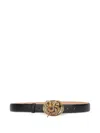 Roberto Cavalli Snake-shaped Buckle Leather Belt In Black