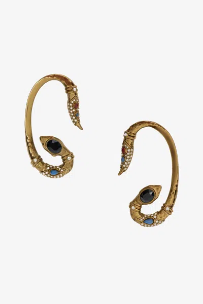 Roberto Cavalli Snake-shaped Earrings In Gold