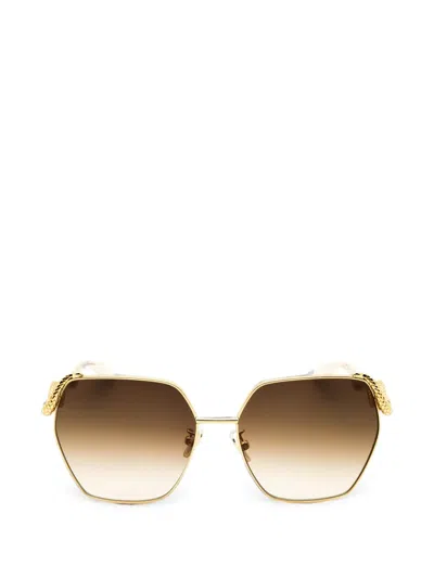 Roberto Cavalli Snake-detail Geometric-frame Sunglasses In Gray