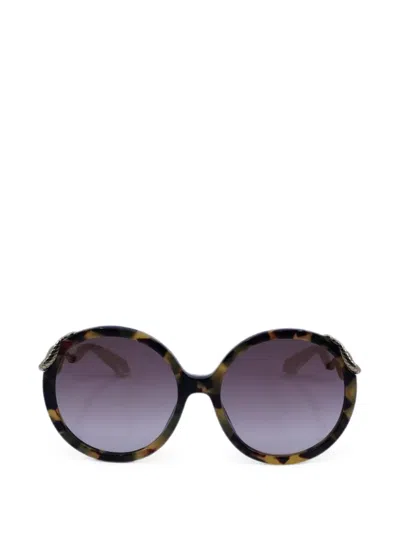Roberto Cavalli Snake-detail Round-frame Sunglasses In Blue