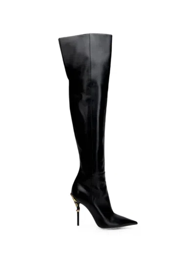 Roberto Cavalli Snake-embellished Pointed-toe Boots In Multi