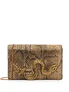 Roberto Cavalli Bag With Golden Python And Snake Motif In Gold