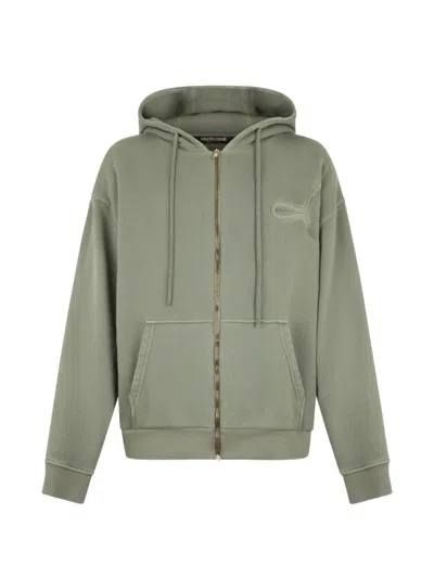 Roberto Cavalli Snake-motif Zip-up Hoodie In Green