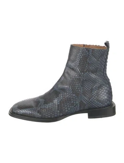 Pre-owned Roberto Cavalli Snakeskin Animal Print Chelsea Boots In Blue