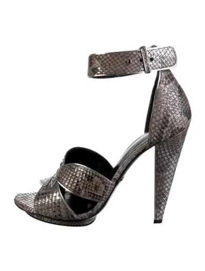 Pre-owned Roberto Cavalli Snakeskin Animal Print Sandals
