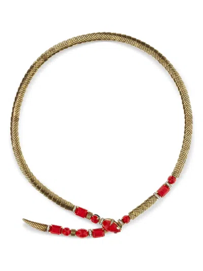 ROBERTO CAVALLI SNAKESKIN-EFFECT CHOKER NECKLACE