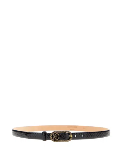 Roberto Cavalli Snakeskin-embellished Belt In Black