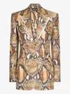 Roberto Cavalli Snakeskin-print Blazer In Neutrals