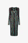 Roberto Cavalli Snakeskin-print Bodycon Midi Dress In Dark Brown/light Blue