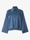Roberto Cavalli Silk Shirt With Snake-effect Pattern In Blau