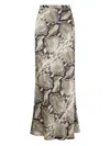Roberto Cavalli Python Printed Silk Satin Long Skirt In Animal Print