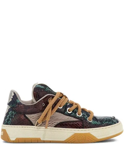 Roberto Cavalli Snakeskin-print Sneakers In Blue