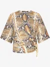 Roberto Cavalli Snakeskin-print T-shirt In Brown
