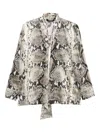 Roberto Cavalli Python Printed Silk Neck-scarf Blouse In Animal Print