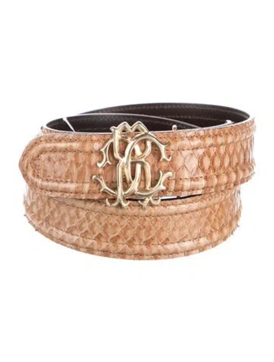 Pre-owned Roberto Cavalli Snakeskin Waist Belt In Neutrals