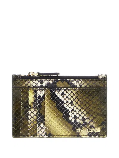 Roberto Cavalli Snakeskin-print Zip-top Cardholder In Multi