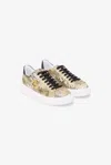 Roberto Cavalli Leopard Print Sneaker With Monogram Rc In Brown