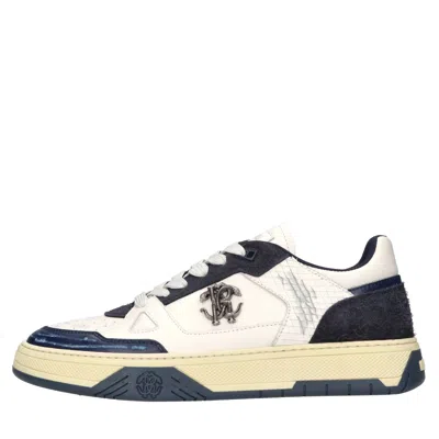 Roberto Cavalli Man Sneakers White Size 10 Calfskin In Black