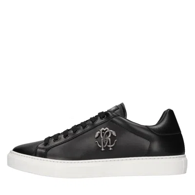 Roberto Cavalli Man Sneakers Black Size 9.5 Leather