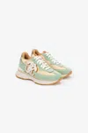 Roberto Cavalli Sneakers With Contrasting Back And Mirror Snake Monogram In Light Green