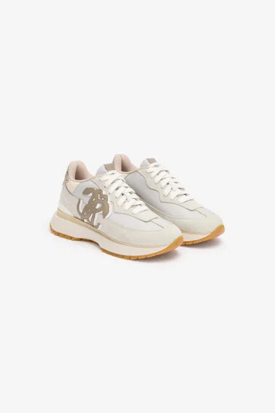 Roberto Cavalli Trainers With Contrasting Back And Mirror Snake Monogram In White