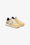 Roberto Cavalli Sneakers With Contrasting Back And Monogram Mirror Snake In Light Brown